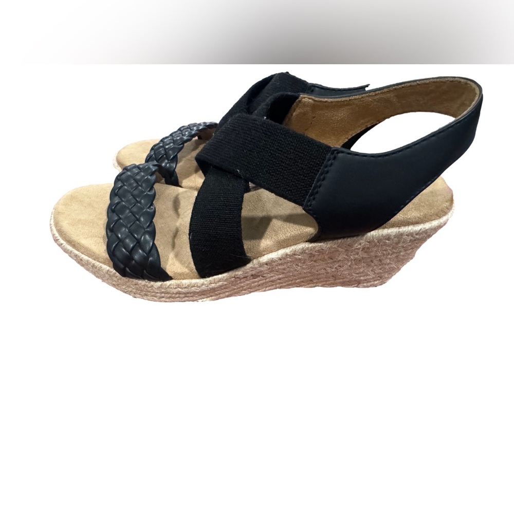 Sonoma Black and Tan Woven Wedge Sandals - Picture 7 of 10
